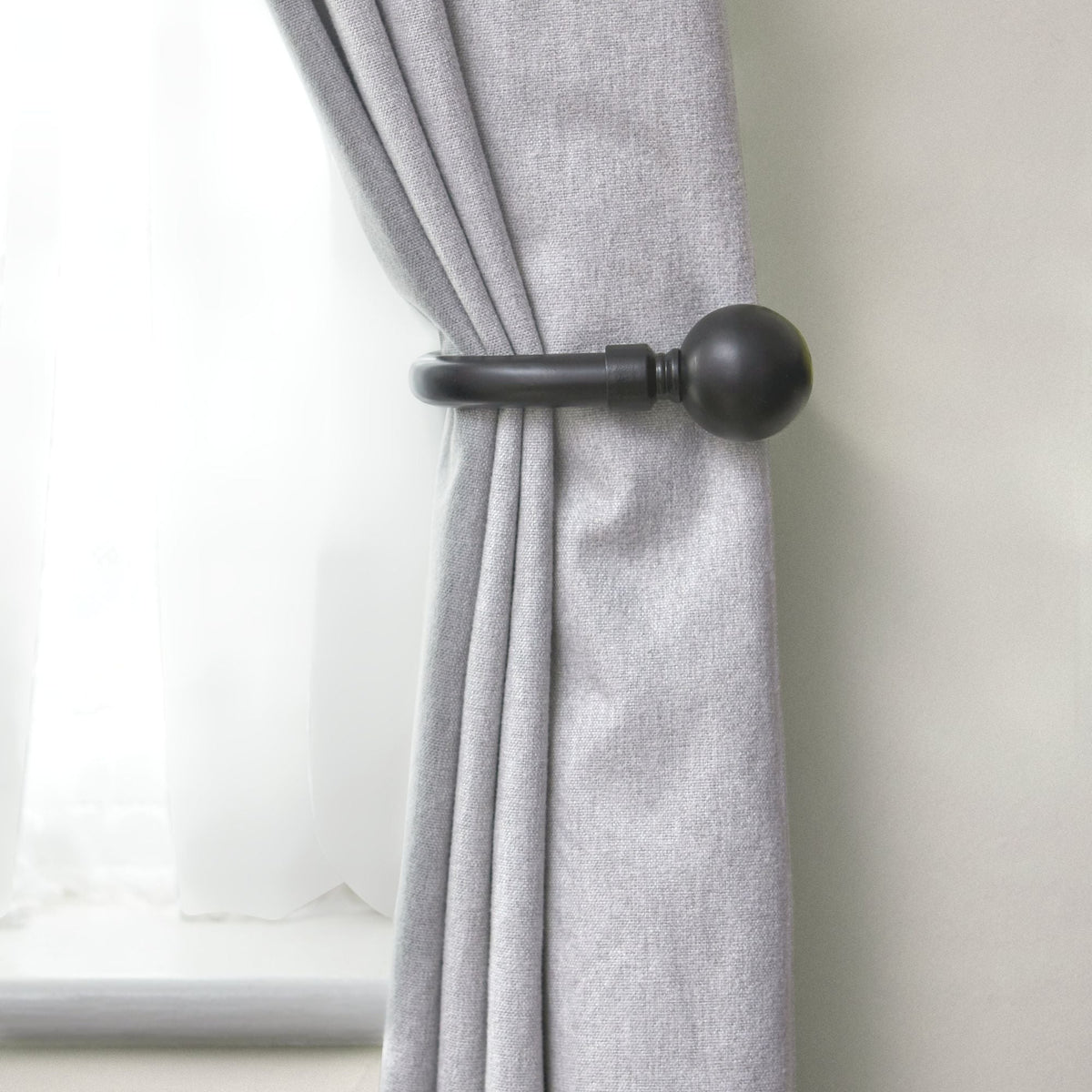 Matt Black Ball Curtain Holdbacks (Pair)