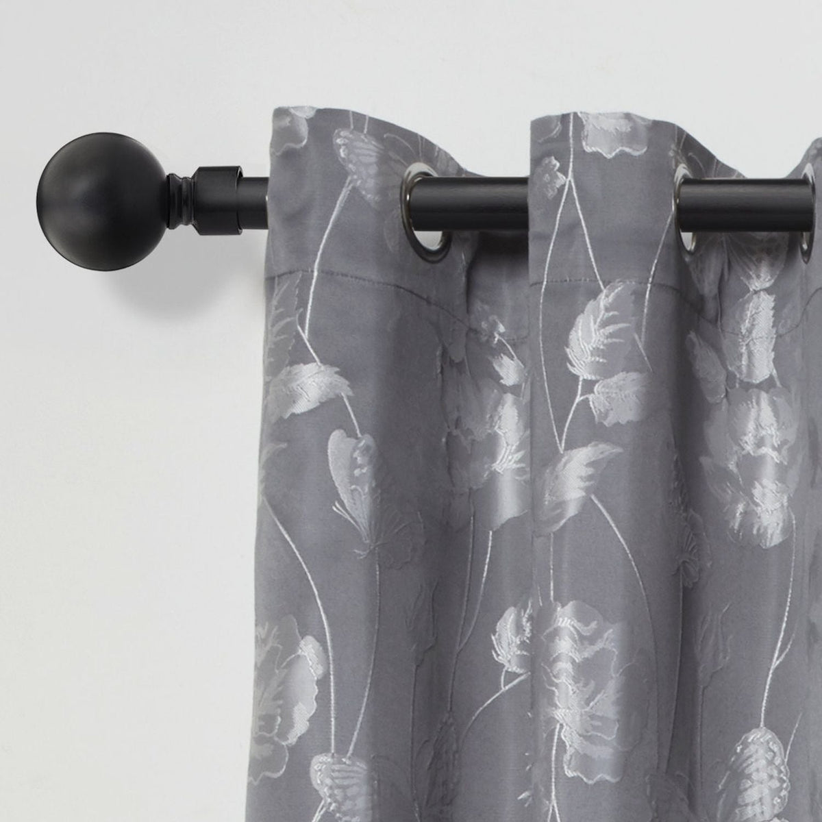 Matt Black Ball Extendable Curtain Pole