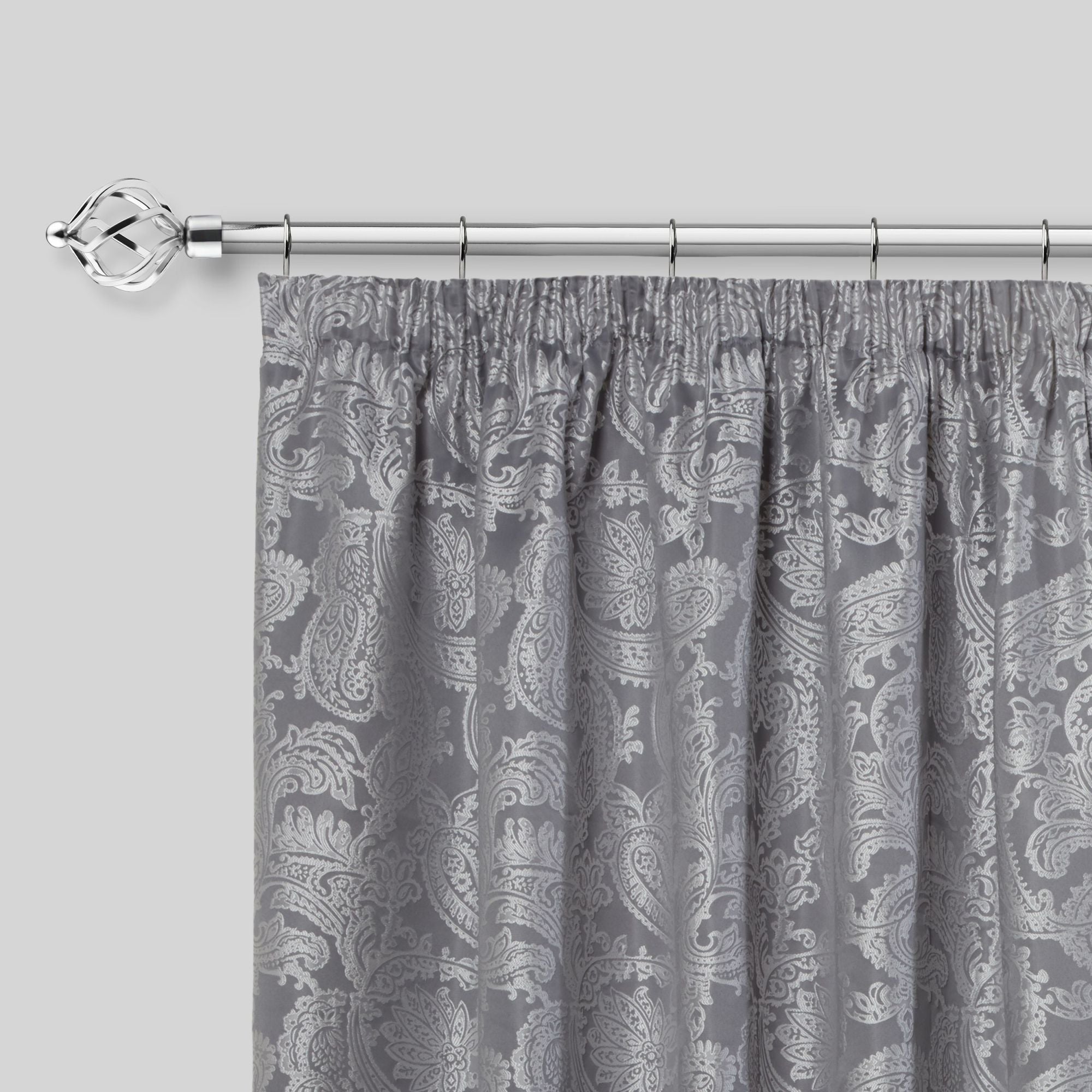 Chrome Bird Cage Extendable Curtain Pole with Rings