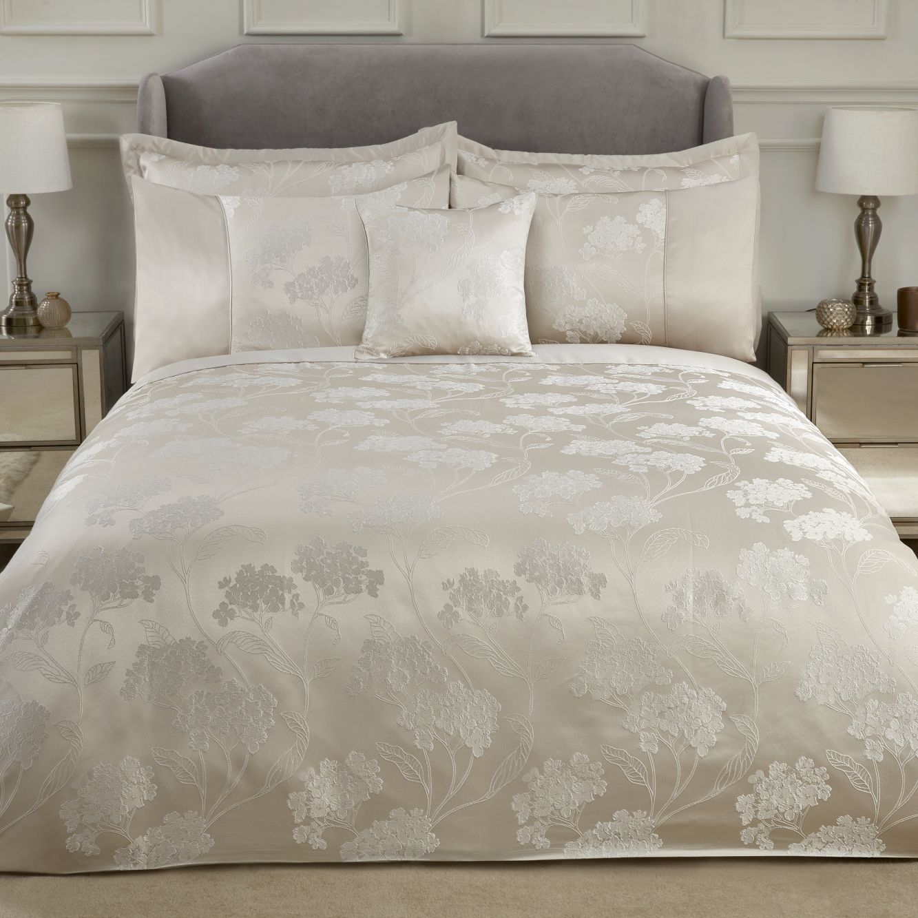 Blossom Cream Embellished Jacquard Duvet Set