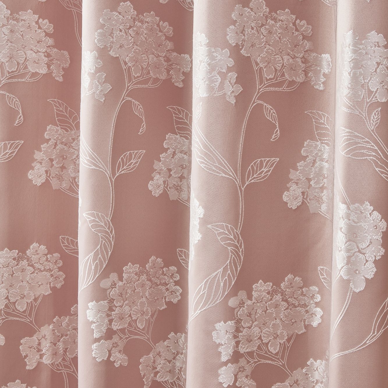 Blossom Blush Pink Lined Eyelet Jacquard Curtains