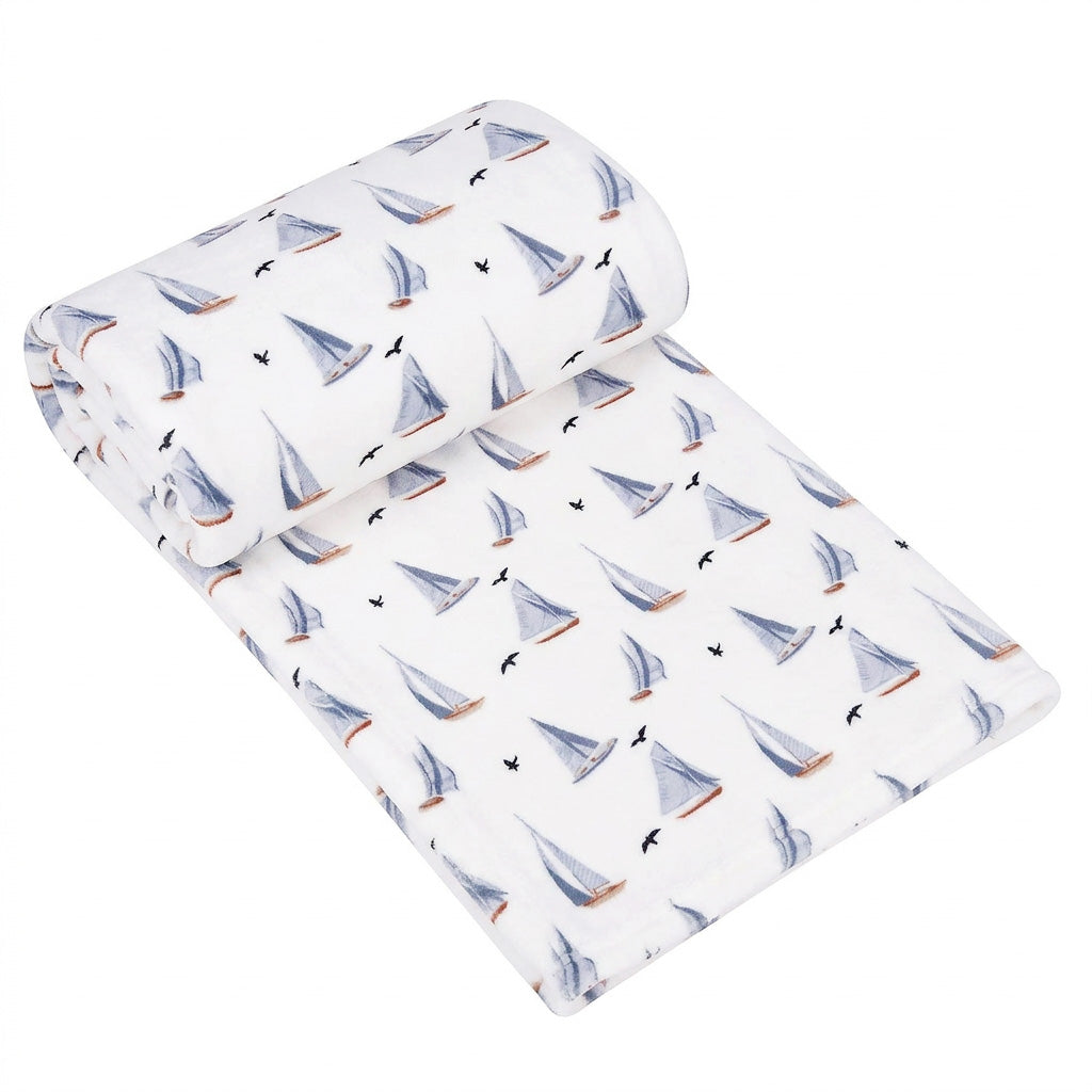 Boats & Gulls Printed Fleece Throw (130cm x 150cm)