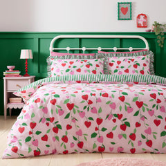 Fun Strawberries Pink Reversible Duvet Set