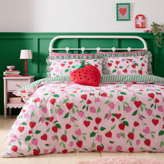 Fun Strawberries Pink Reversible Duvet Set