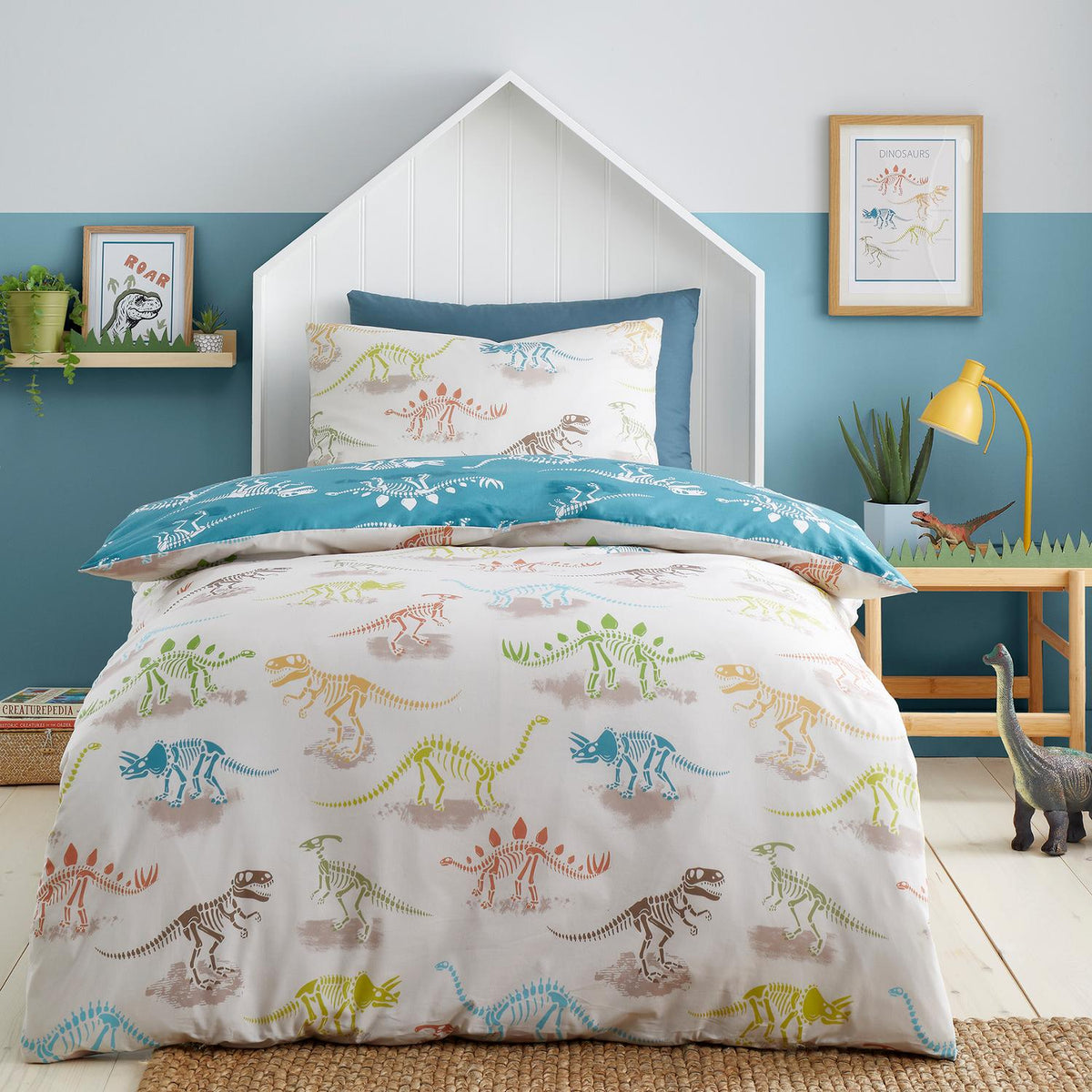 Skeleton Dino Multi Kids Reversible Duvet Set
