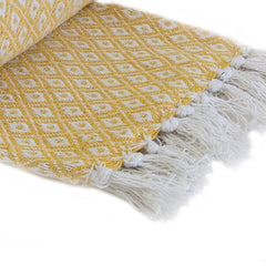 Casablanca Ochre Scandi Woven Recycled Cotton Throw