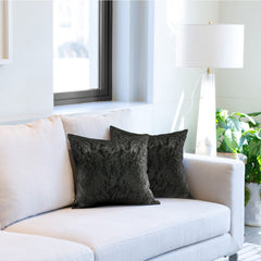 Black Crushed Velvet Luxury Cushion Cover Pair (43cm x 43cm)