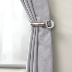 Brushed Silver Crystal Curtain Holdbacks (Pair)