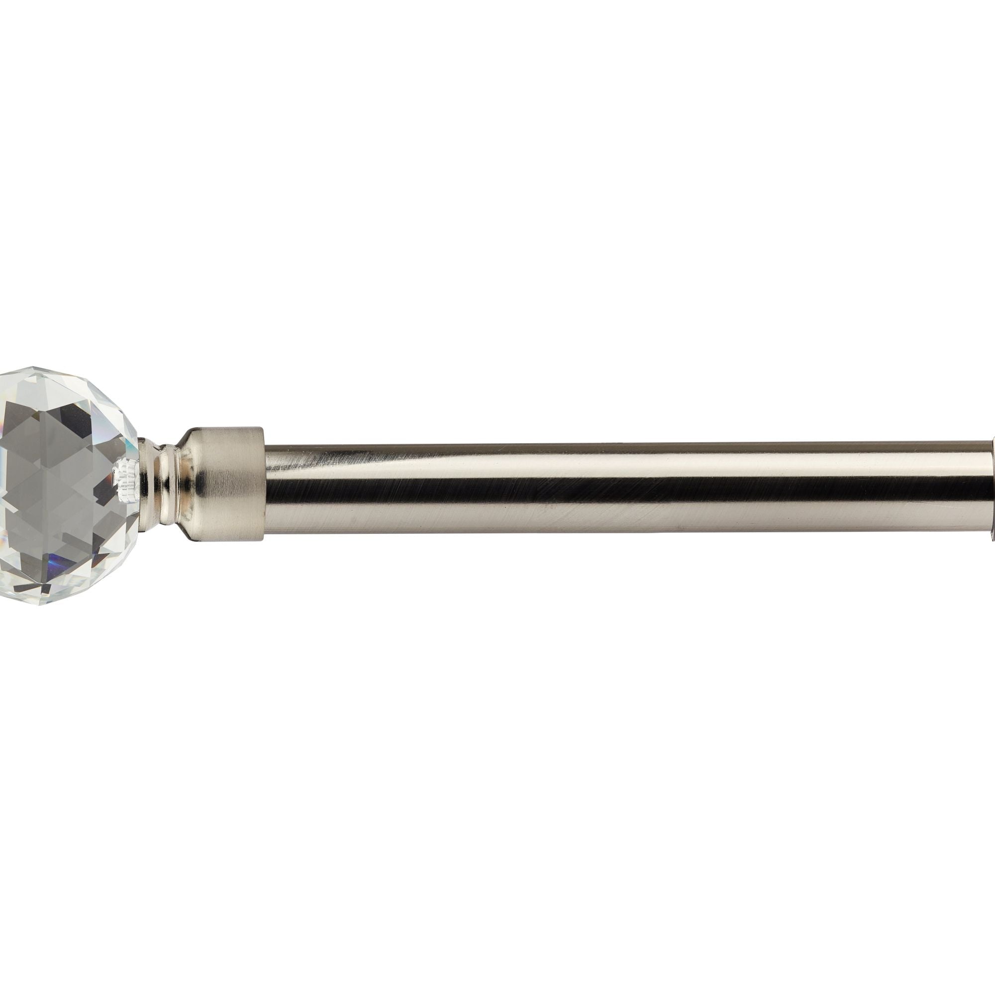 Brushed Silver Crystal Extendable Curtain Pole