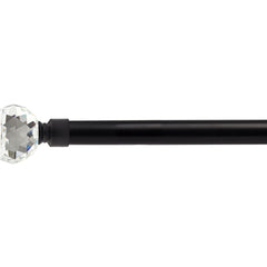 Matt Black Crystal Extendable Curtain Pole