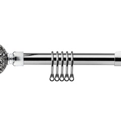 Chrome Cut Glass Extendable Curtain Pole with Rings