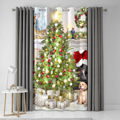 Christmas Tree Eyelet Single Panel Door Curtain