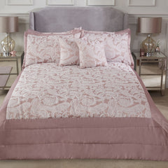 Duchess Blush Pink Embellished Jacquard Quilted Bedspread Set