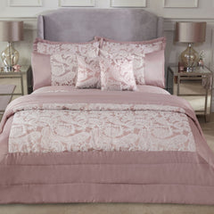 Duchess Blush Pink Embellished Jacquard Quilted Bedspread Set
