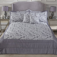 Duchess Silver Embellished Jacquard Quilted Bedspread Set