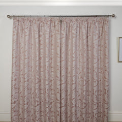 Duchess Blush Pink Lined Pencil Pleat Jacquard Velvet Curtains