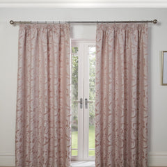 Duchess Blush Pink Lined Pencil Pleat Jacquard Velvet Curtains