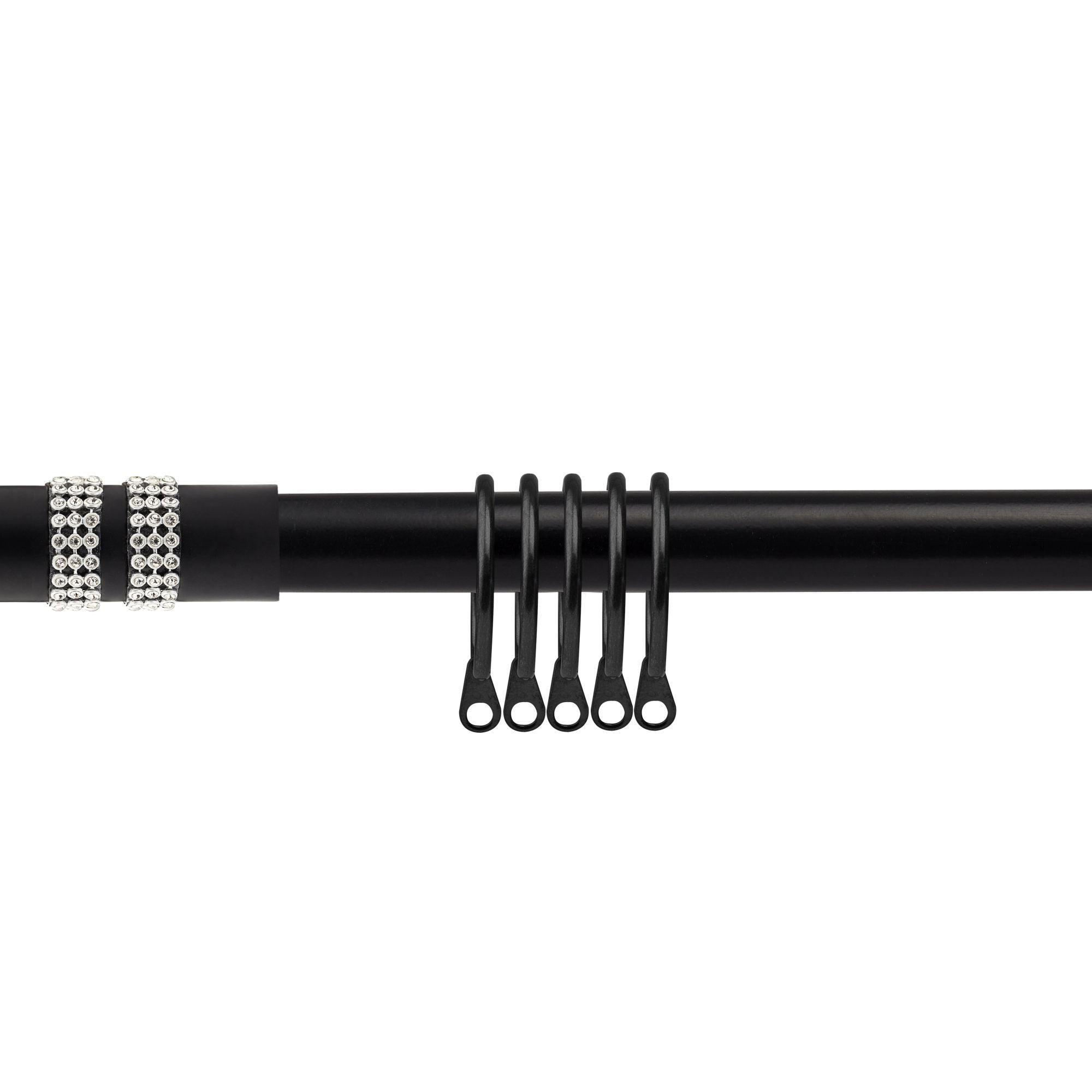 Matt Black Diamante Extendable Curtain Pole with Rings