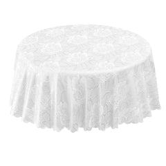 Damask Rose White Jacquard Table Cloth