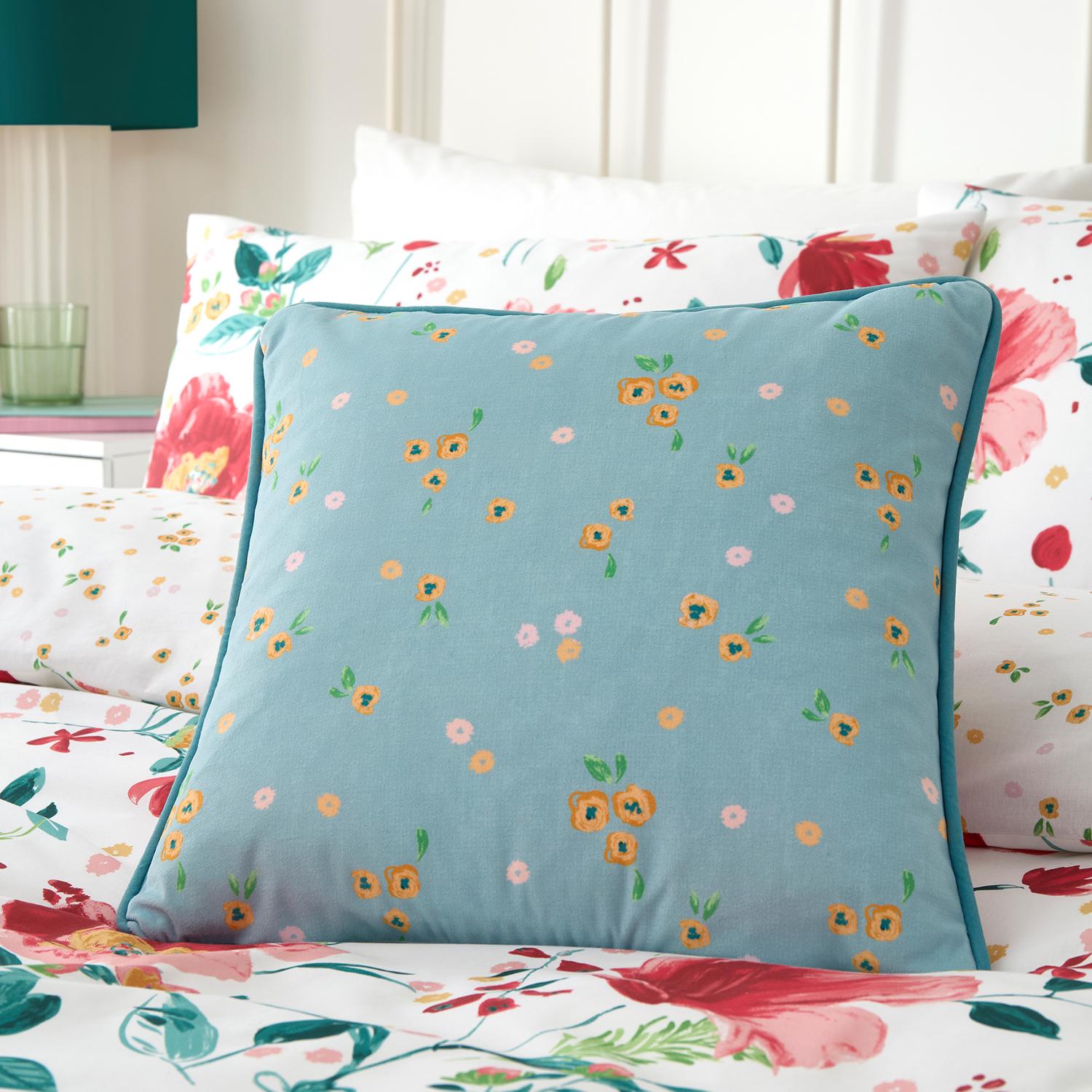 Abstract Poppy Velvet Reversible Cushion (43cm x 43cm)