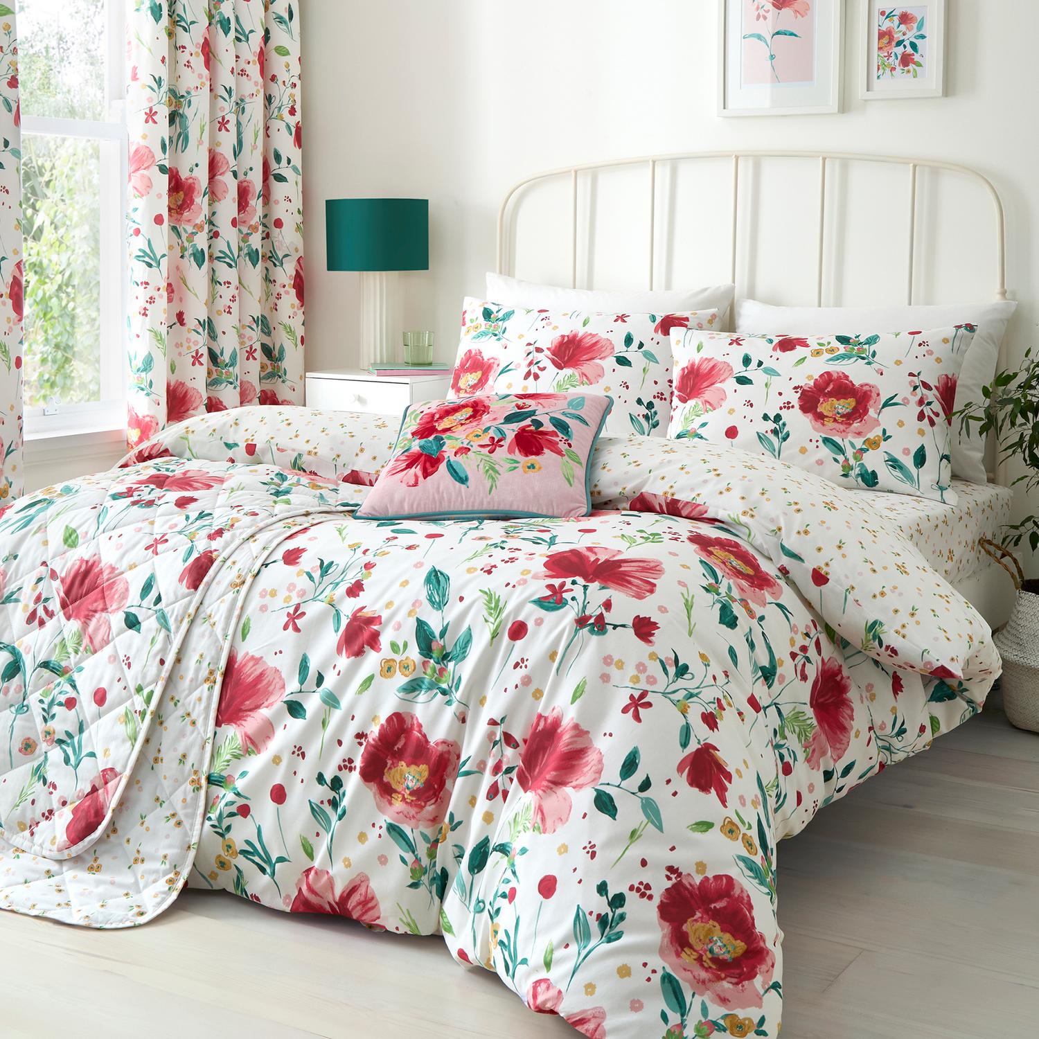 Abstract Poppy Velvet Reversible Cushion (43cm x 43cm)