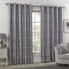 Eden Silver Lined Eyelet Jacquard Curtains
