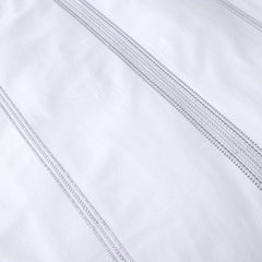 Embroidered Band White 200 Thread Count 100% Cotton Duvet Set