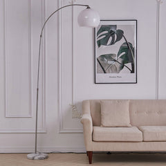 Modern Arched Floor Lamp with White Lampshade