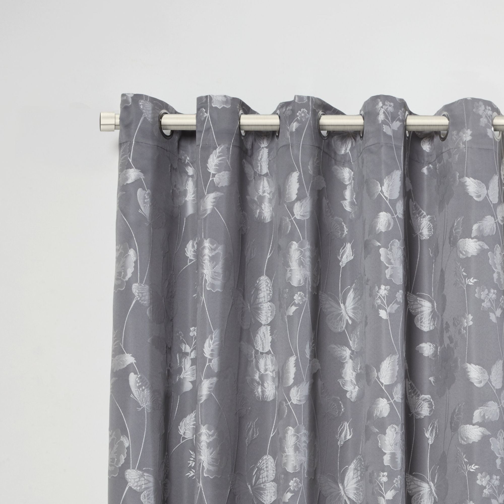 Brushed Silver Full Stop Extendable Curtain Pole