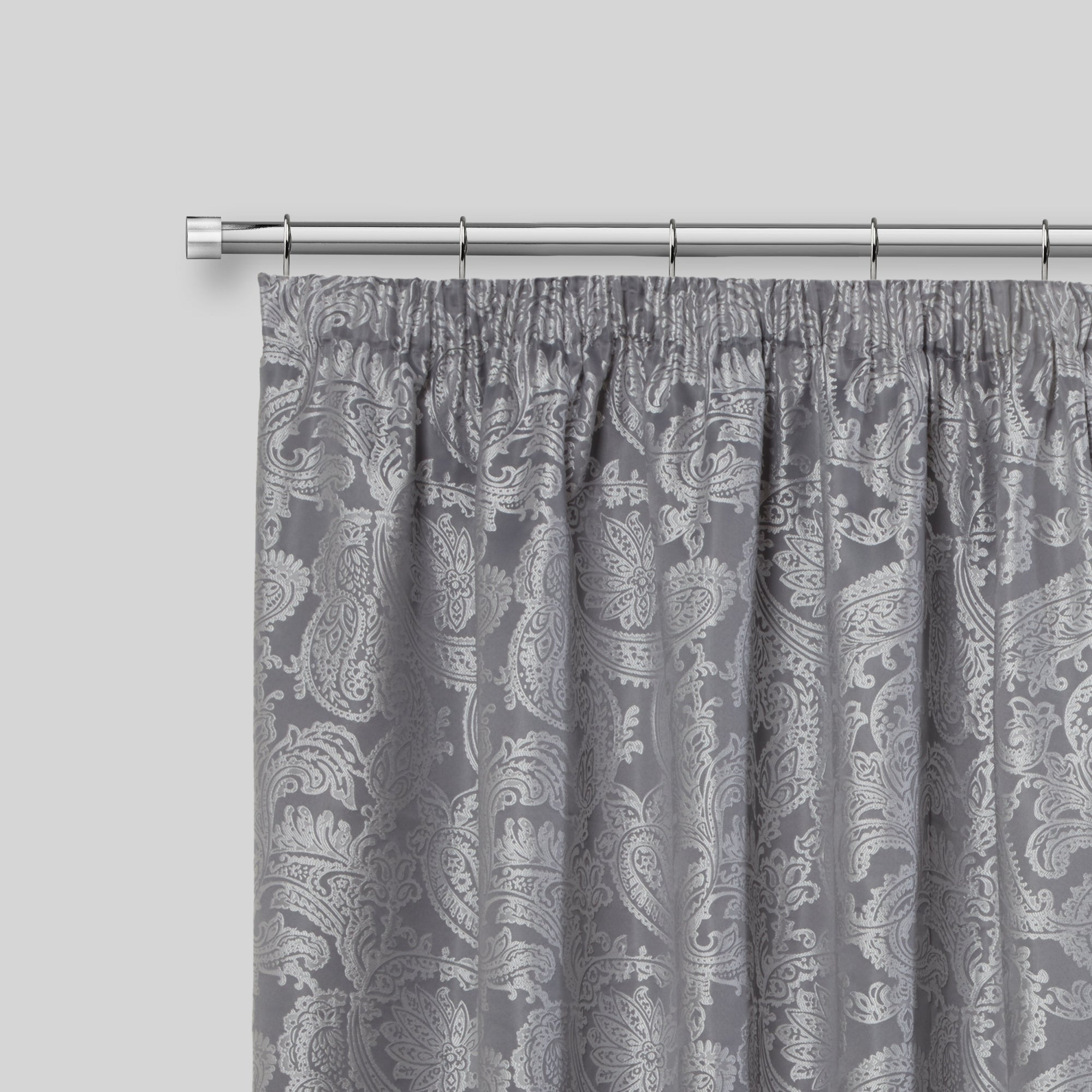 Chrome Full Stop Extendable Curtain Pole with Rings