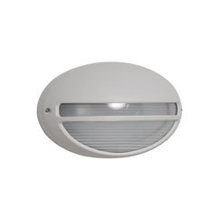White Oval Outdoor Light With Ridged Glass