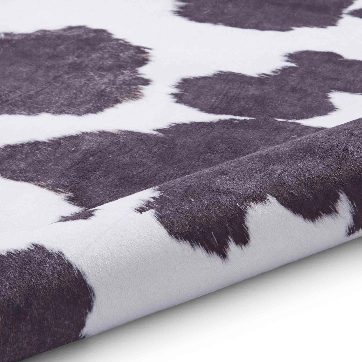 Faux Cow Print White/Black Rug