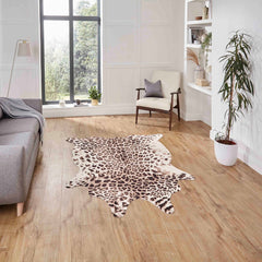 Faux Leopard Print Brown Rug
