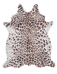 Faux Leopard Print Brown Rug