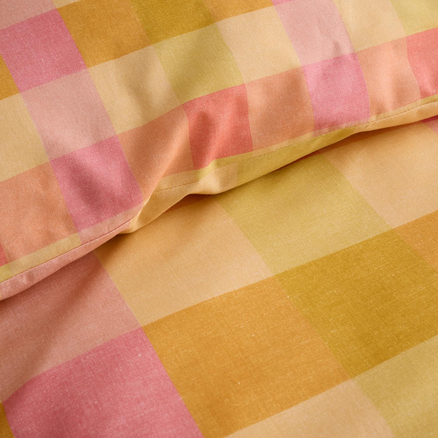 Block Check Orange Duvet Set