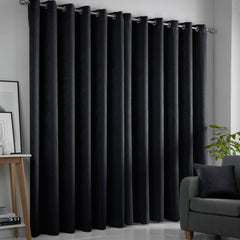 Strata Black Dim Out Eyelet Curtains