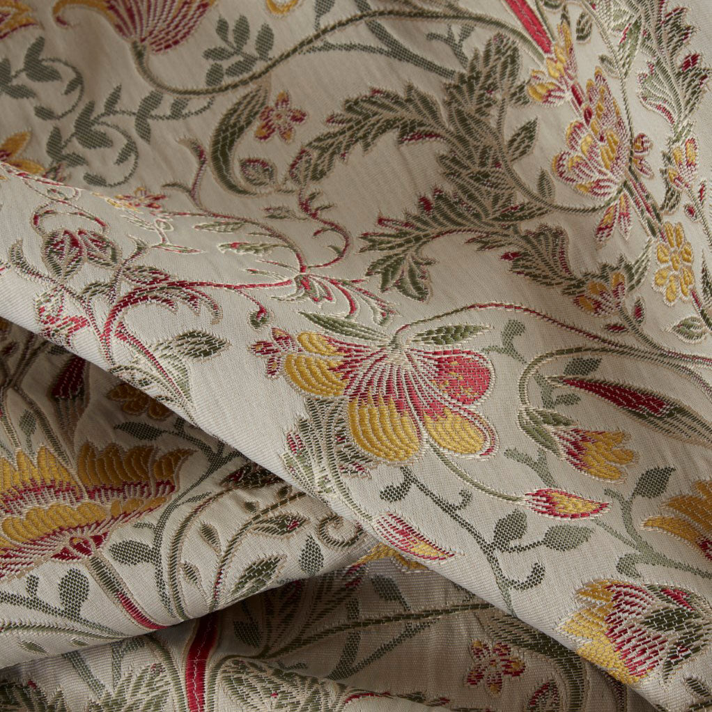 Kyoto Natural Floral Jacquard Pencil Pleat Curtain