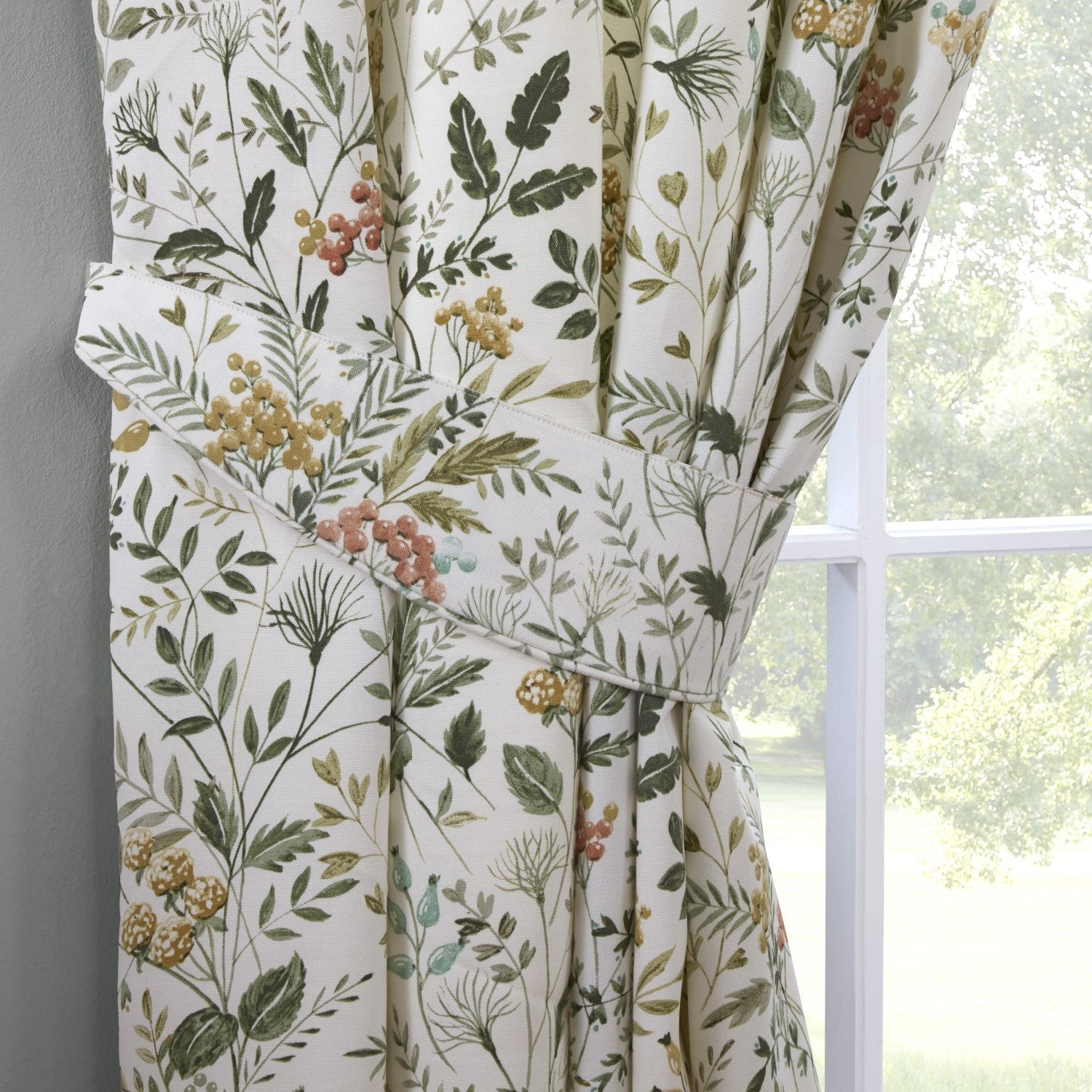 Cleo Floral Willow Pencil Pleat Curtains