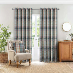 Gleneagles Tartan Steel Thermal Blackout Eyelet Curtains