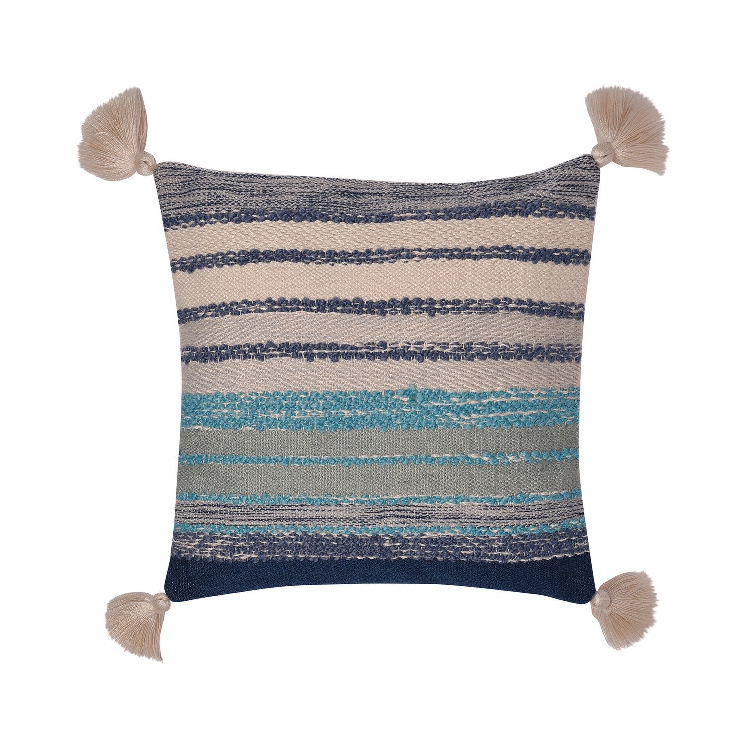 Grayson Blue Outdoor Tassel Cushion (43cm x 43cm)