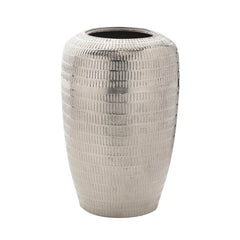 Hestia Silver Metal Tall Textured Vase