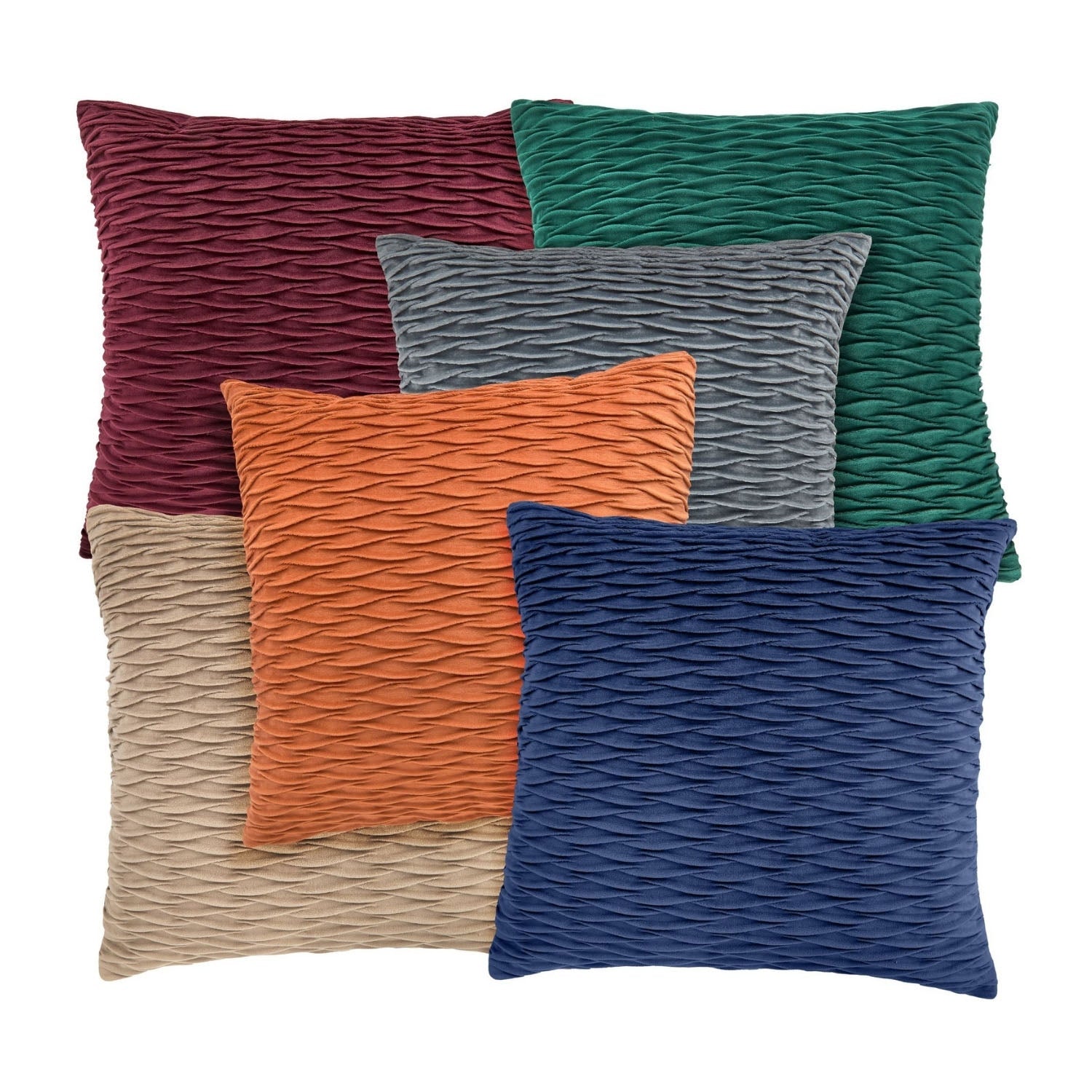 Henley Navy Blue Pleated Velvet Cushion Covers (Pair)