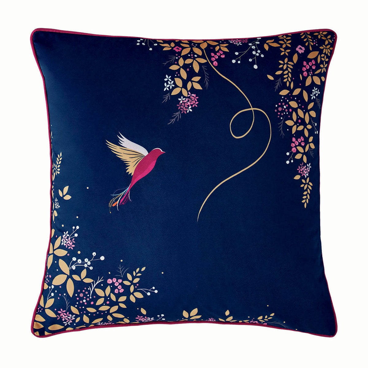 Sara Miller Hummingbird Navy Velvet Feather Cushion (50cm x 50cm) (Discon)