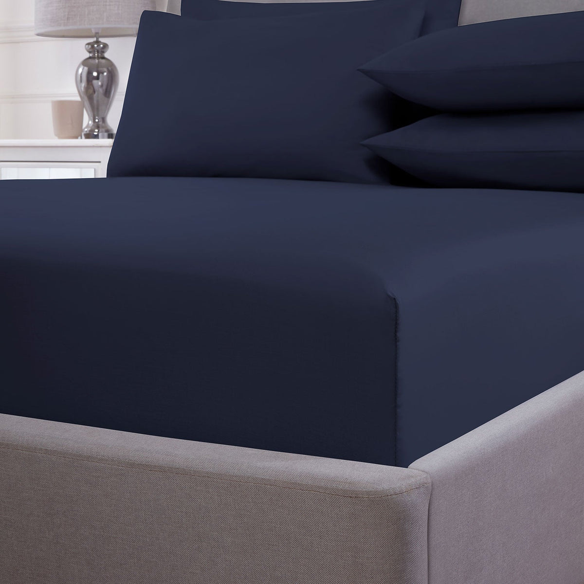Cool Comfort Navy Cotton Lyocell Deep Fitted Sheet