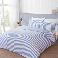 Cool Comfort Blue Stripe Cotton Lyocell Duvet Set