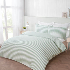 Cool Comfort Green Stripe Cotton Lyocell Duvet Set