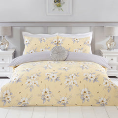 Flower Bee Lemon Yellow Reversible Duvet Set