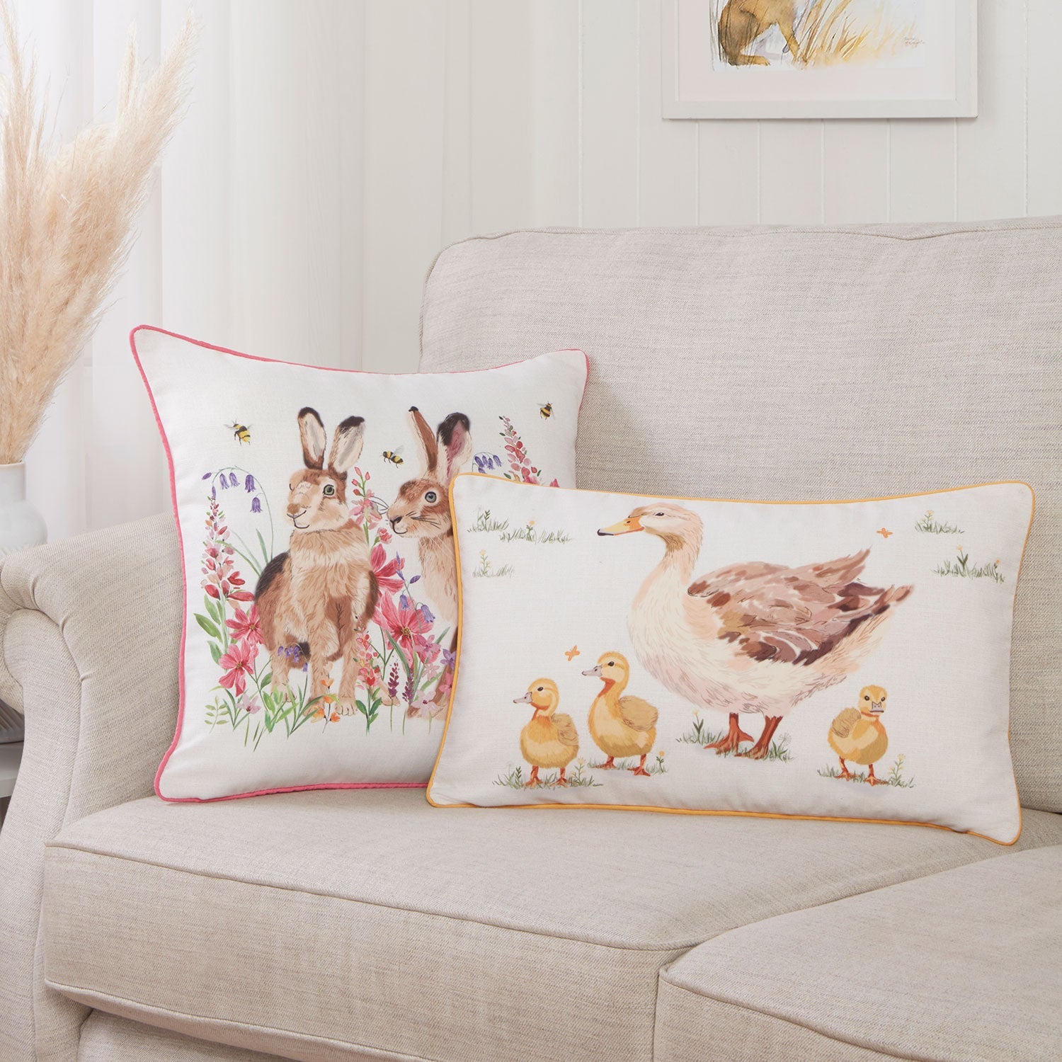 Little Ducklings Printed Canvas Cushion (30cm x 50cm)