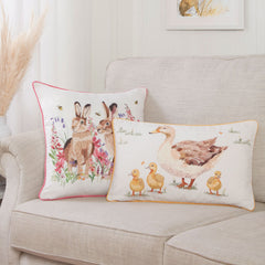 Happy Hares Printed Canvas Cushion (43cm x 43cm)