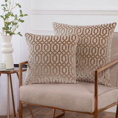 Mayfair Natural Cut Velvet Cushion (43cm x 43cm)